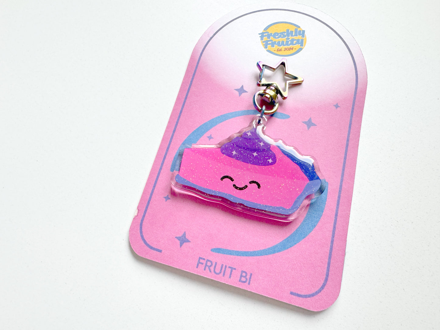 Fruit Bi Bisexual Pride Glitter Keychain