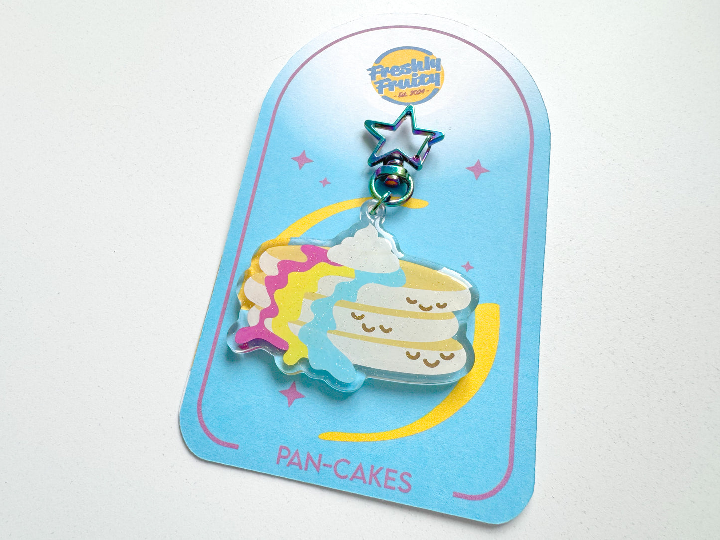 Pancakes Pansexual Pride Glitter Keychain