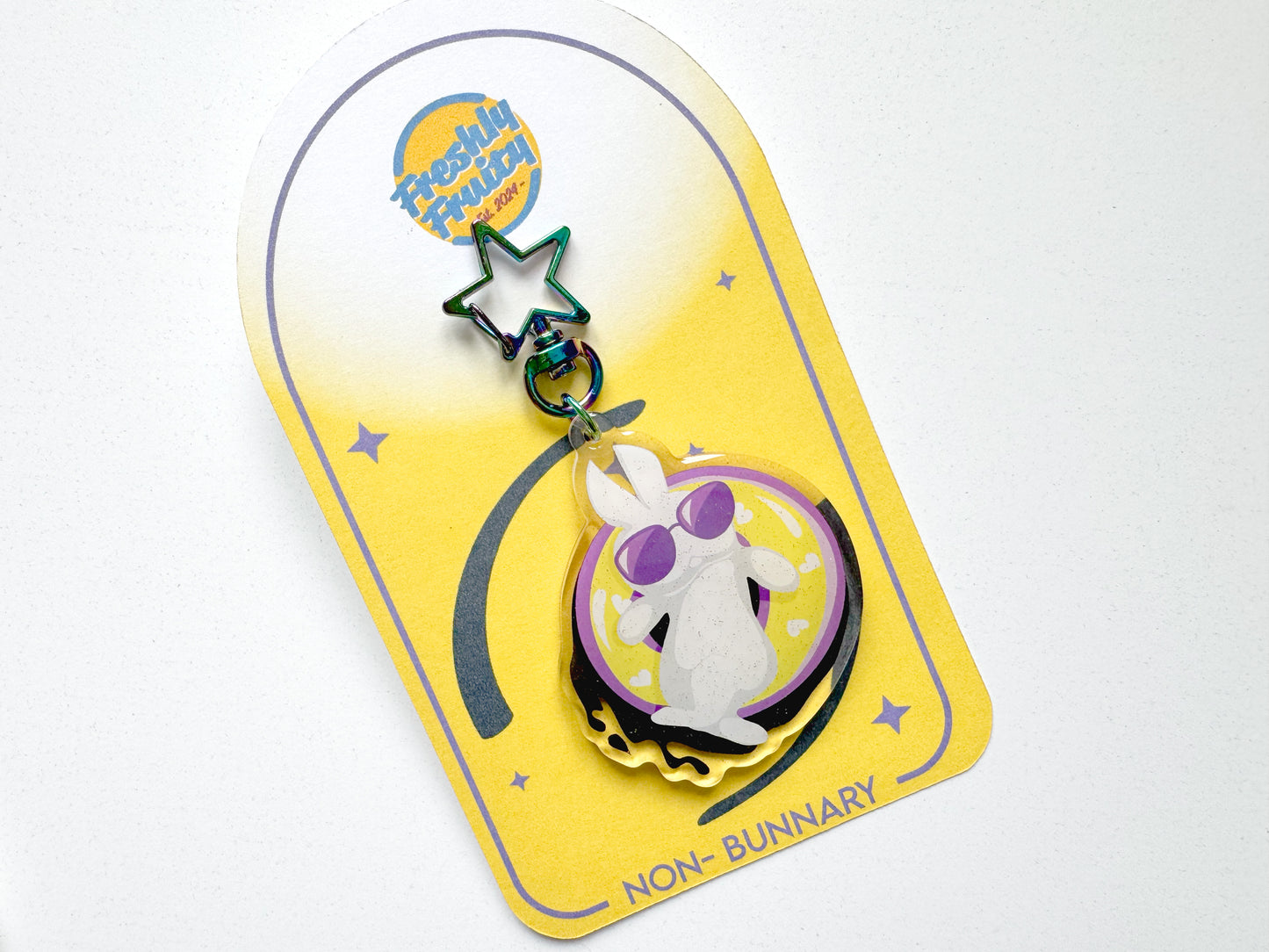 Non- Bunnary Non-Binary Glitter Keychain
