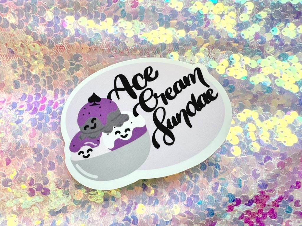Ace Cream Sundae Asexual Pride Vinyl Waterproof Sticker