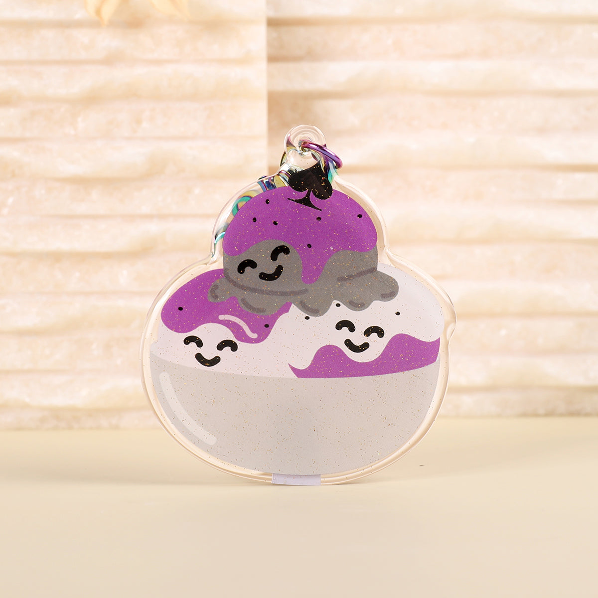Ace Cream Asexual Glitter Keychain