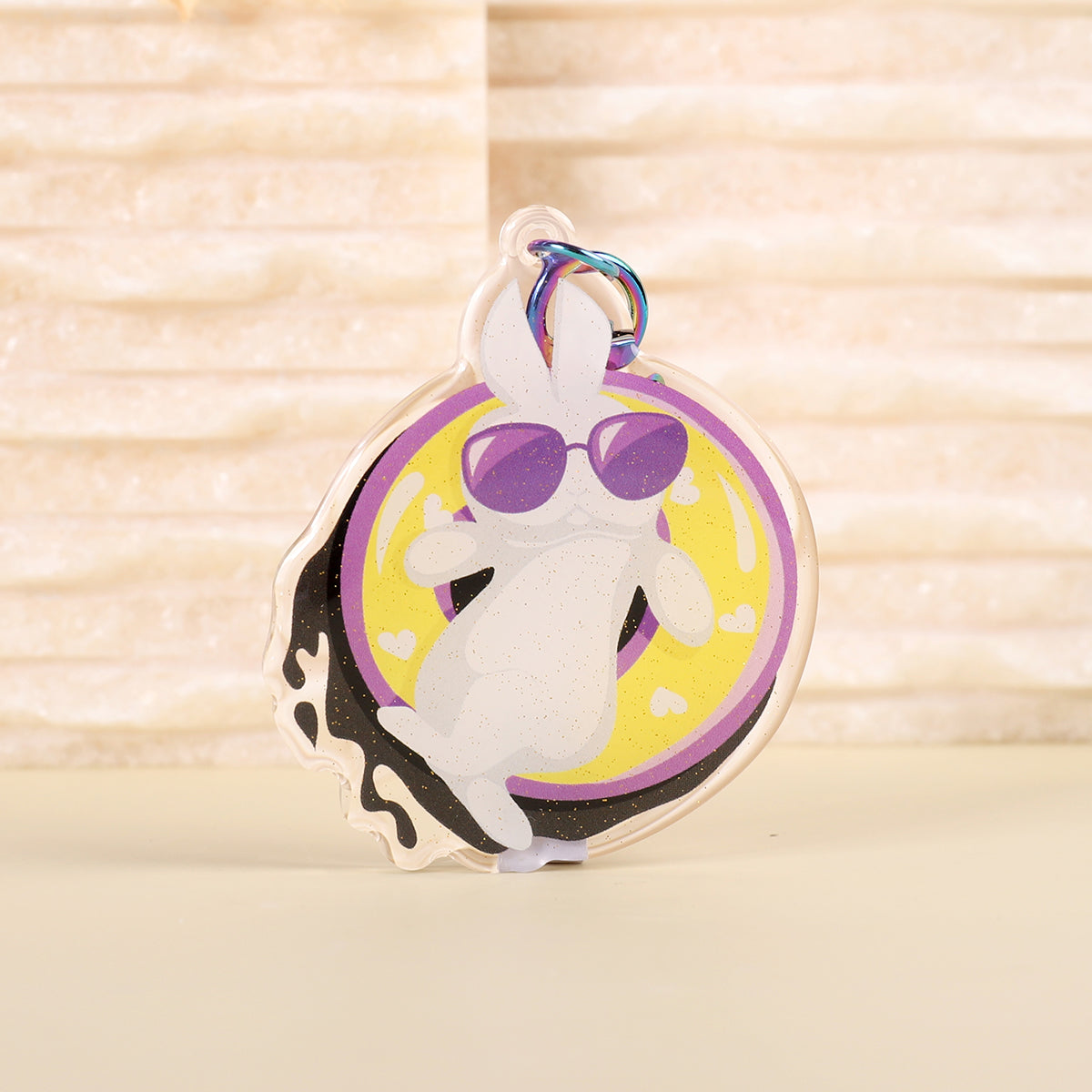 Non- Bunnary Non-Binary Glitter Keychain