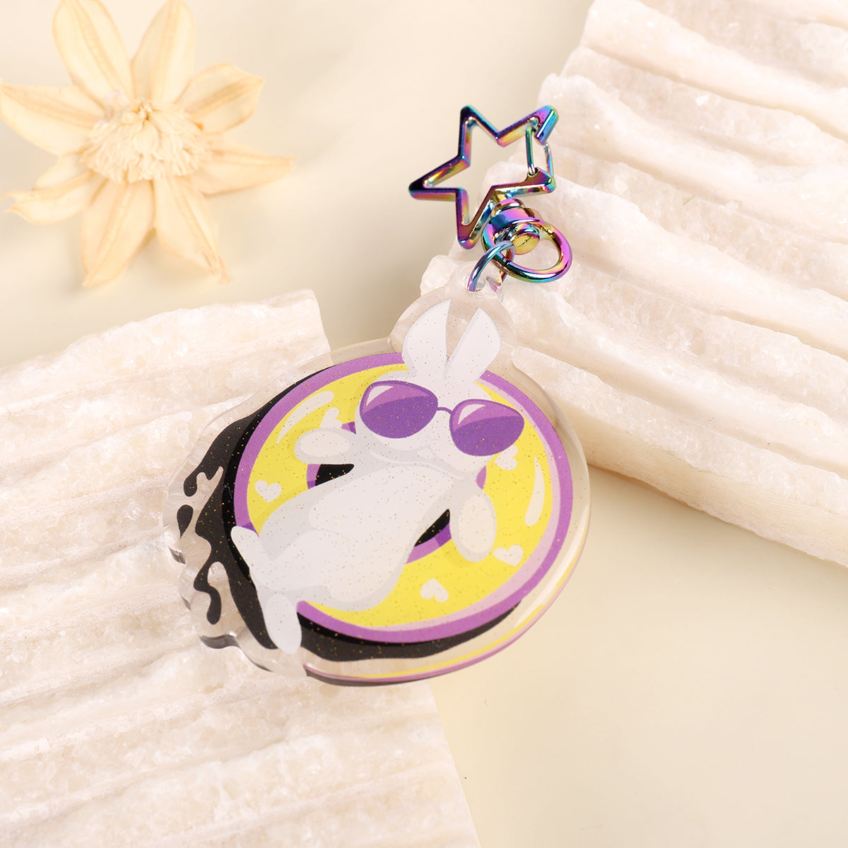 Non- Bunnary Non-Binary Glitter Keychain