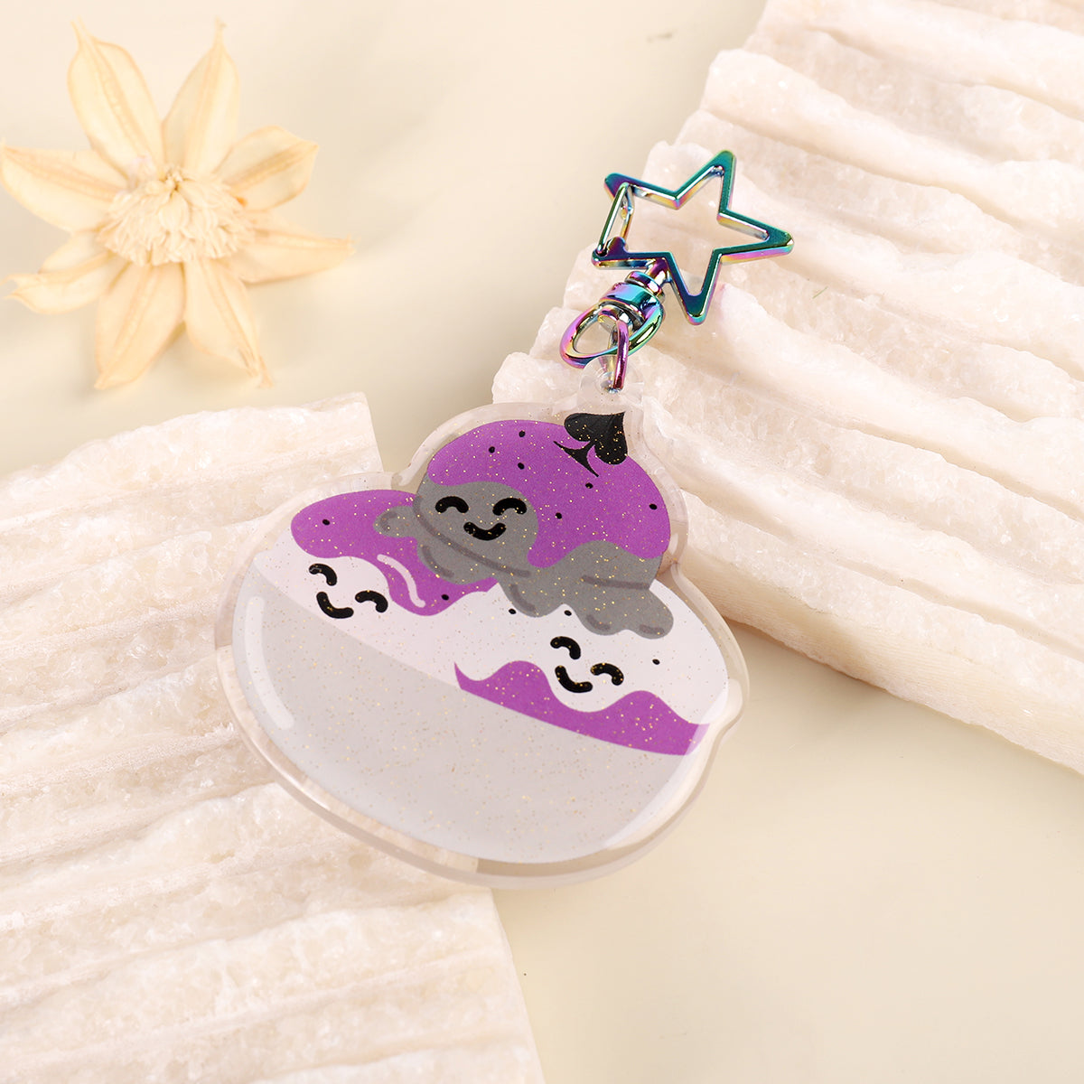 Ace Cream Asexual Glitter Keychain
