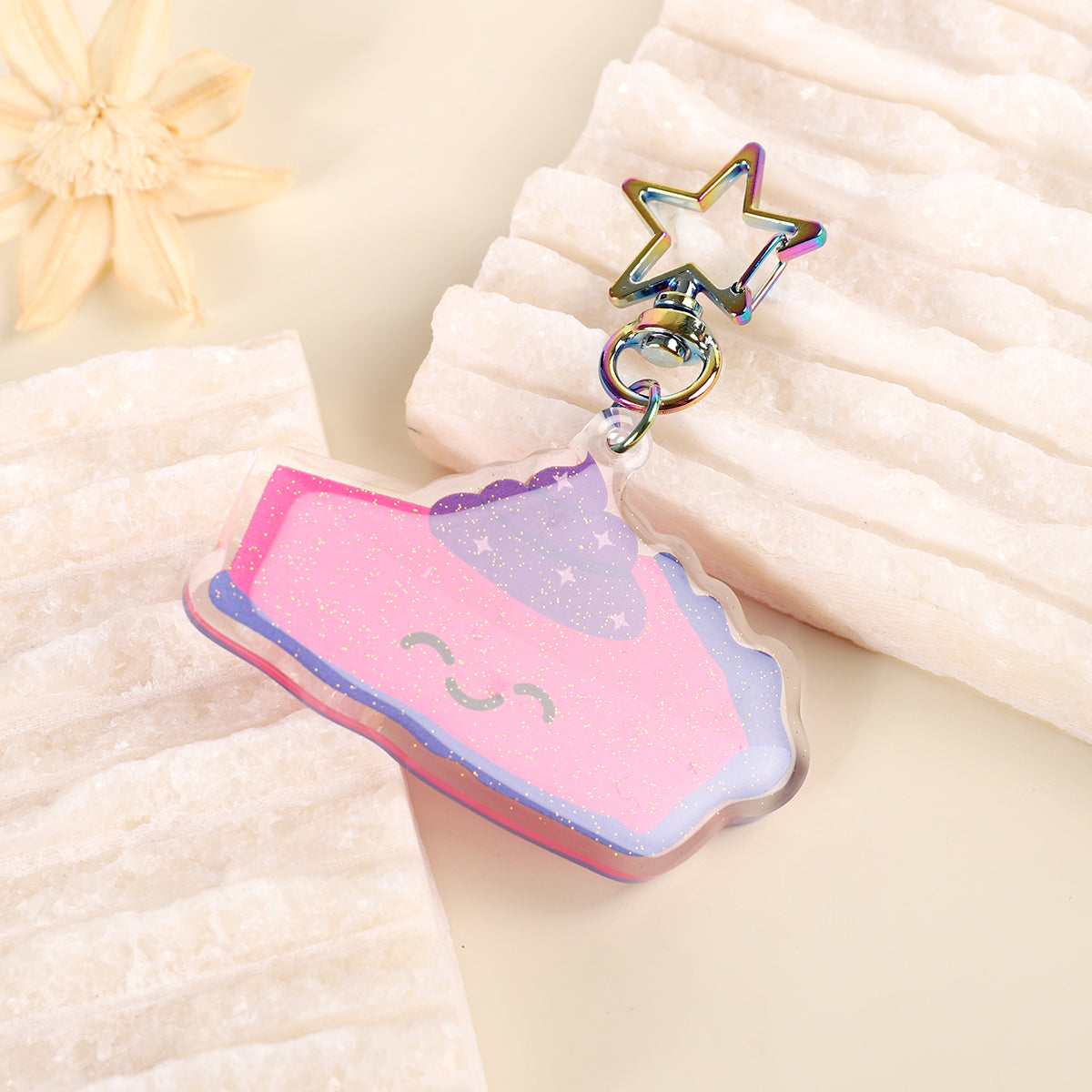 Fruit Bi Bisexual Pride Glitter Keychain