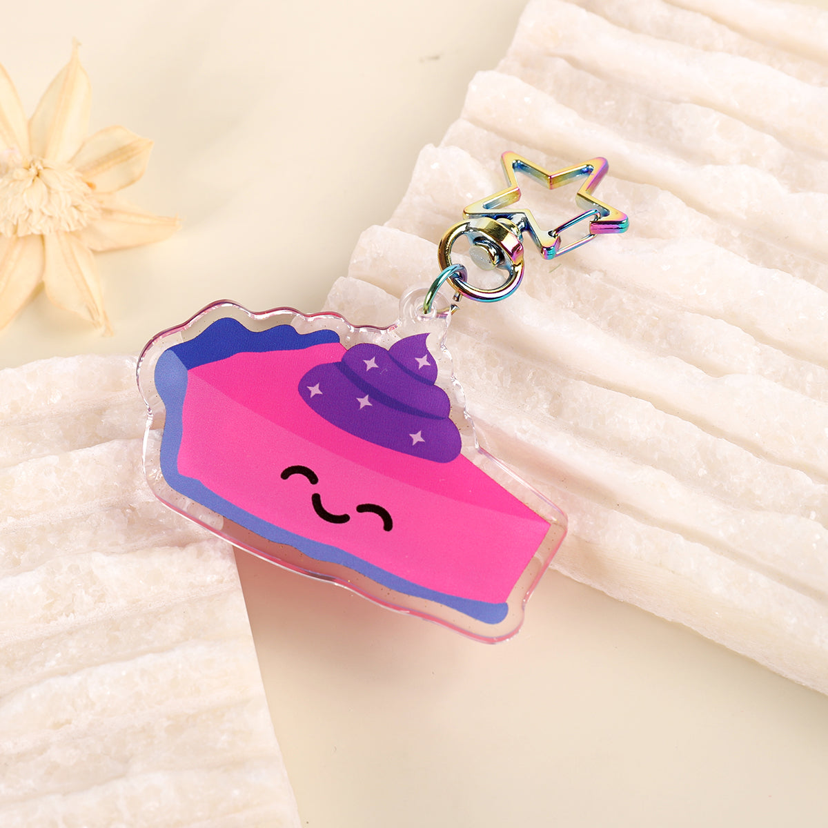 Fruit Bi Bisexual Pride Glitter Keychain