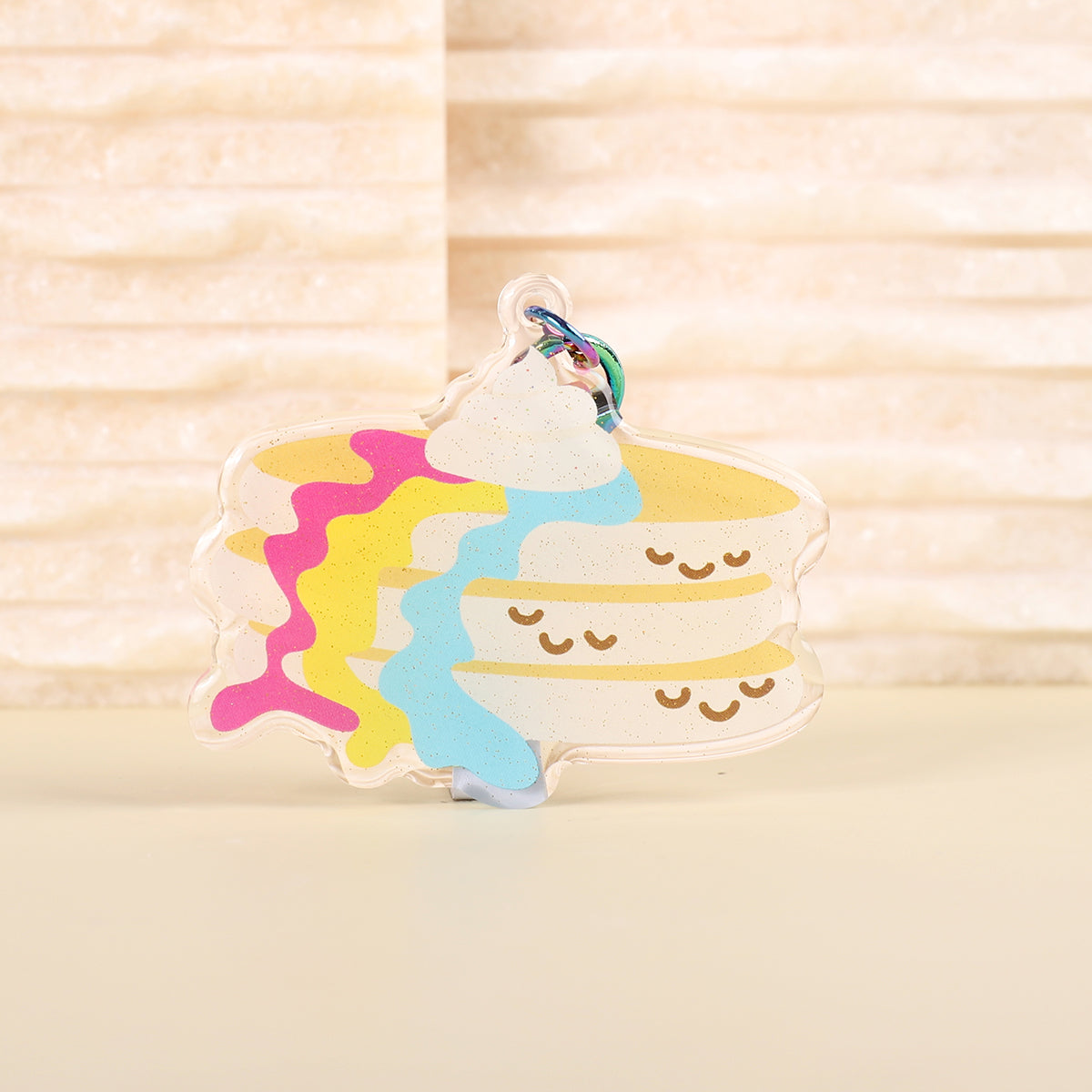 Pancakes Pansexual Pride Glitter Keychain