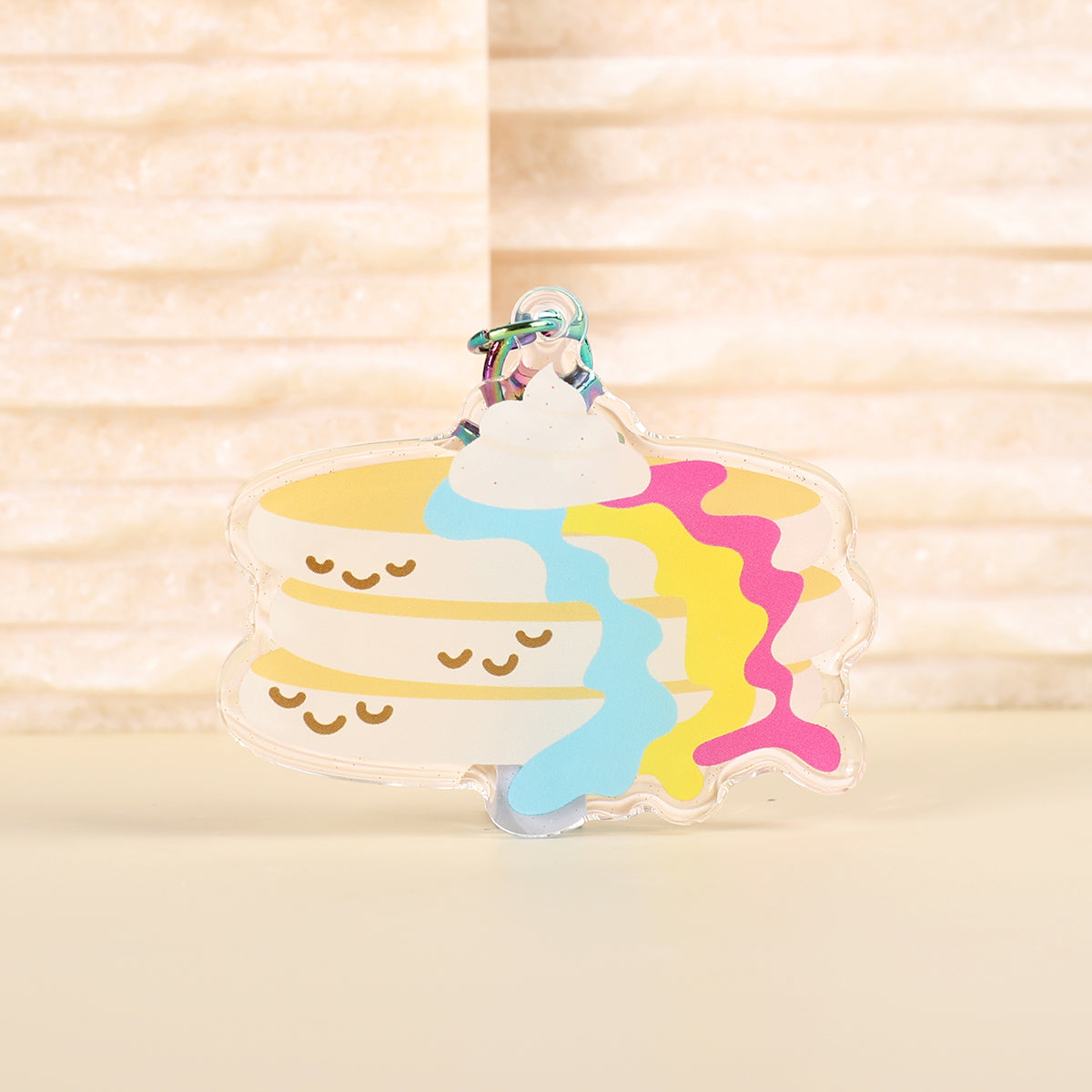 Pancakes Pansexual Pride Glitter Keychain