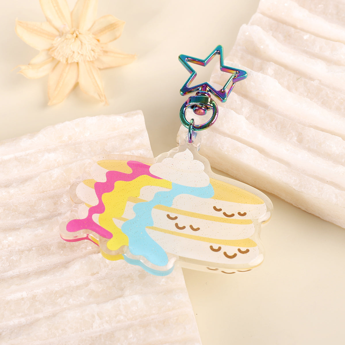 Pancakes Pansexual Pride Glitter Keychain