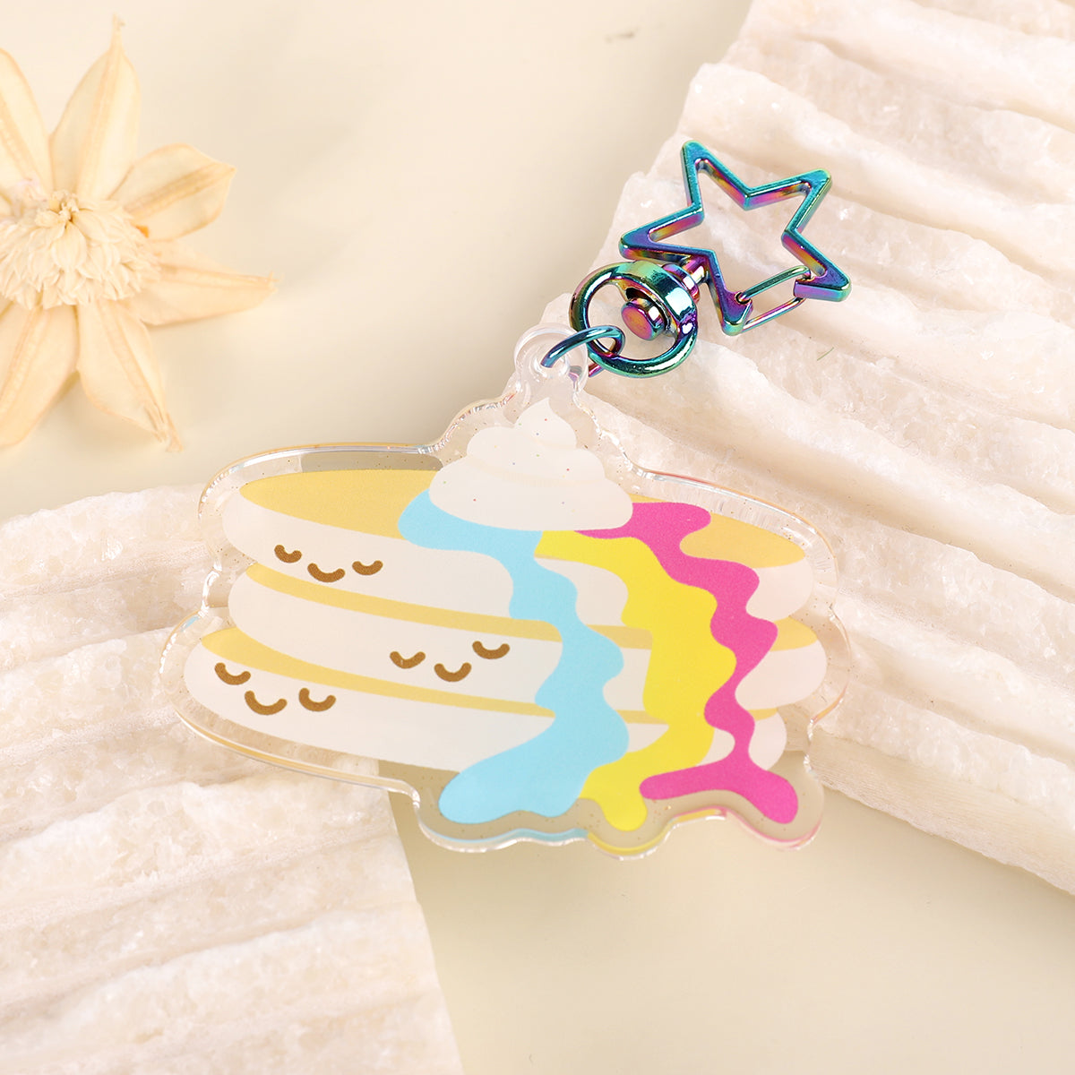 Pancakes Pansexual Pride Glitter Keychain