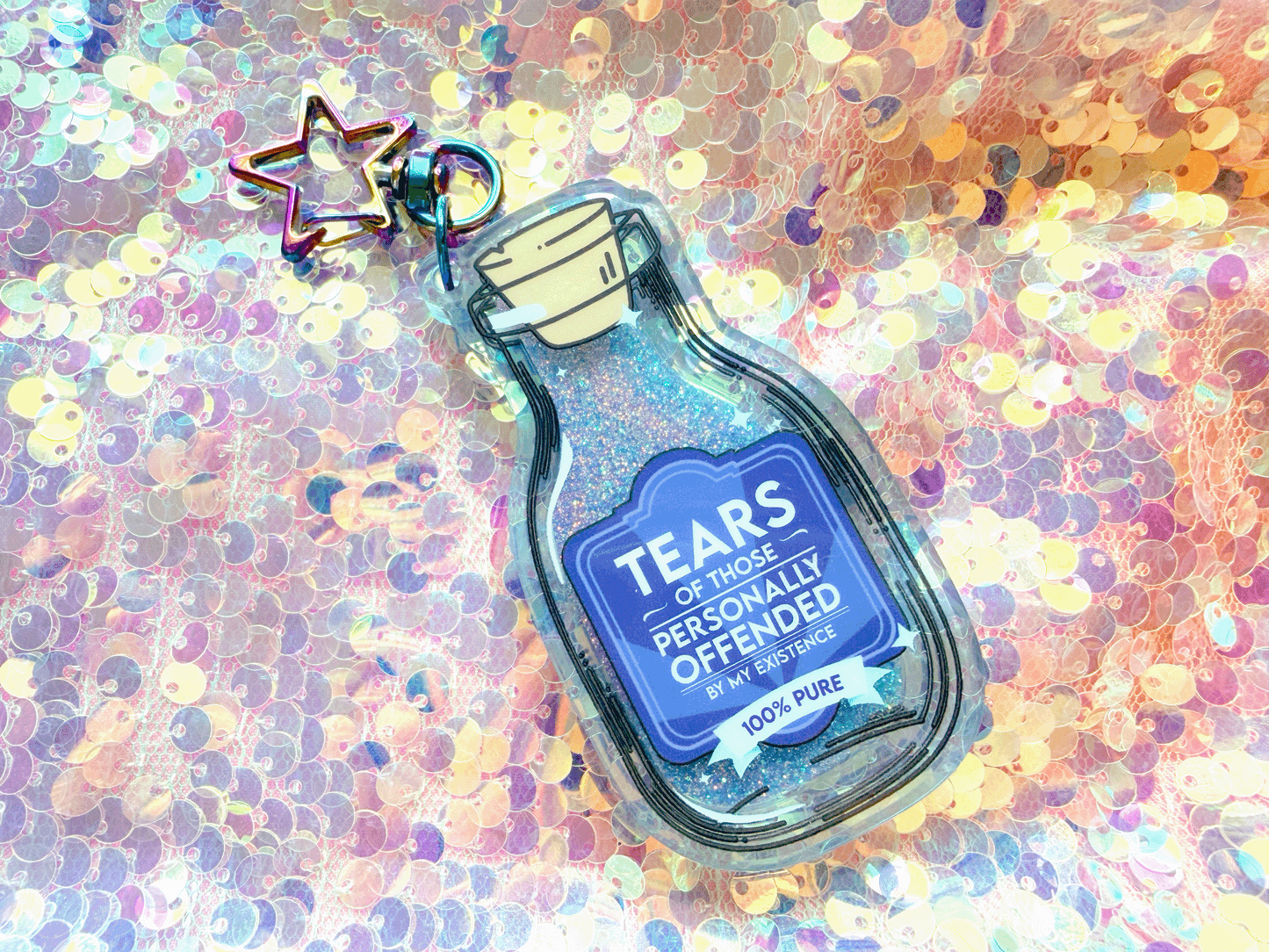 Tears Liquid Glitter Keychain