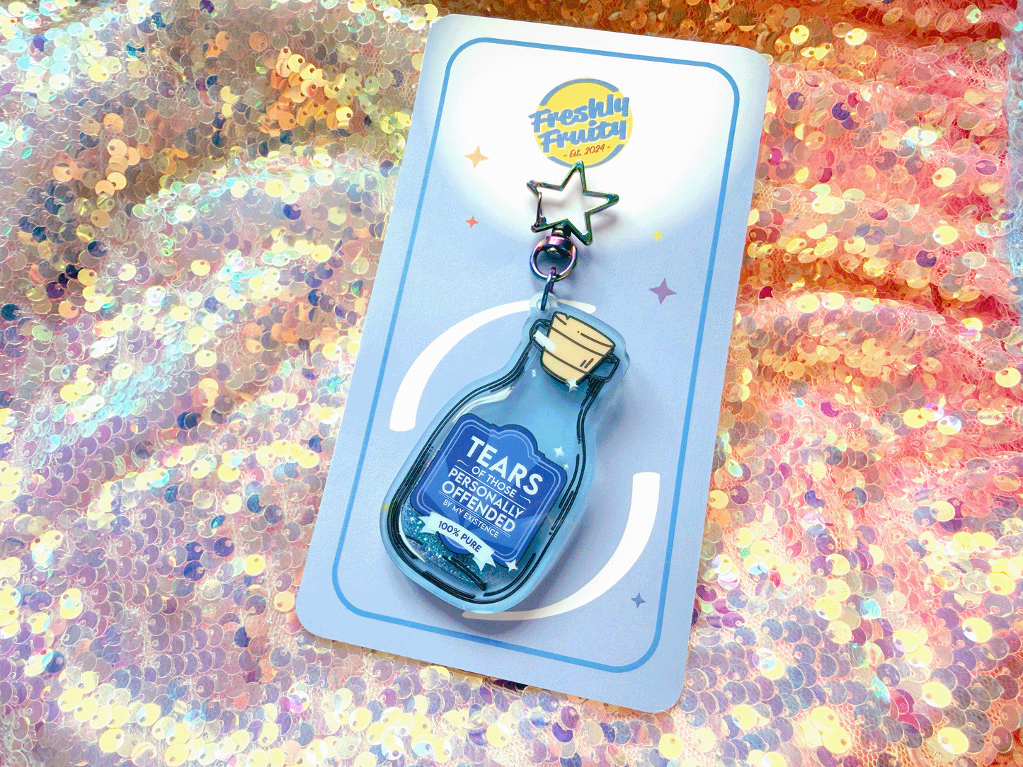 Tears Liquid Glitter Keychain