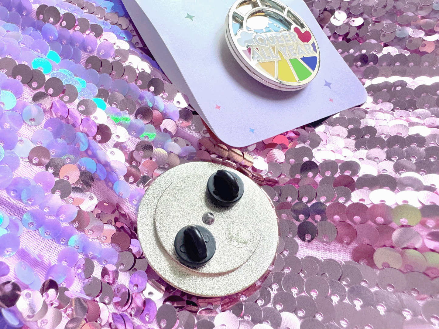 Queer All Year Spinning Enamel Pin