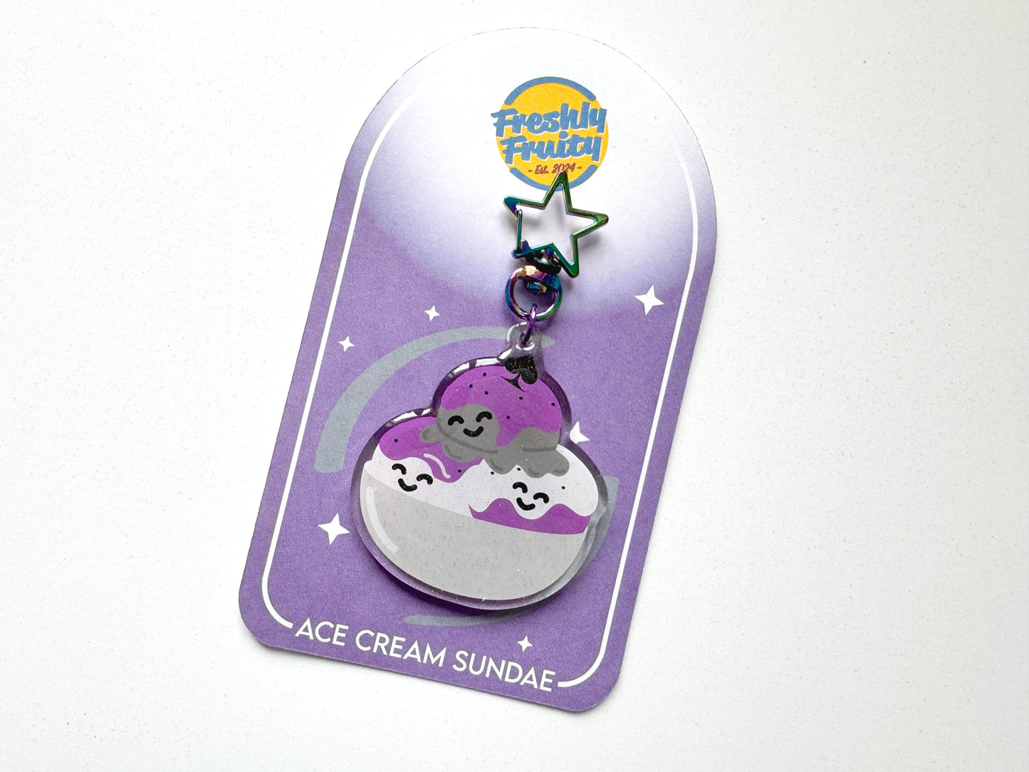 Ace Cream Asexual Glitter Keychain