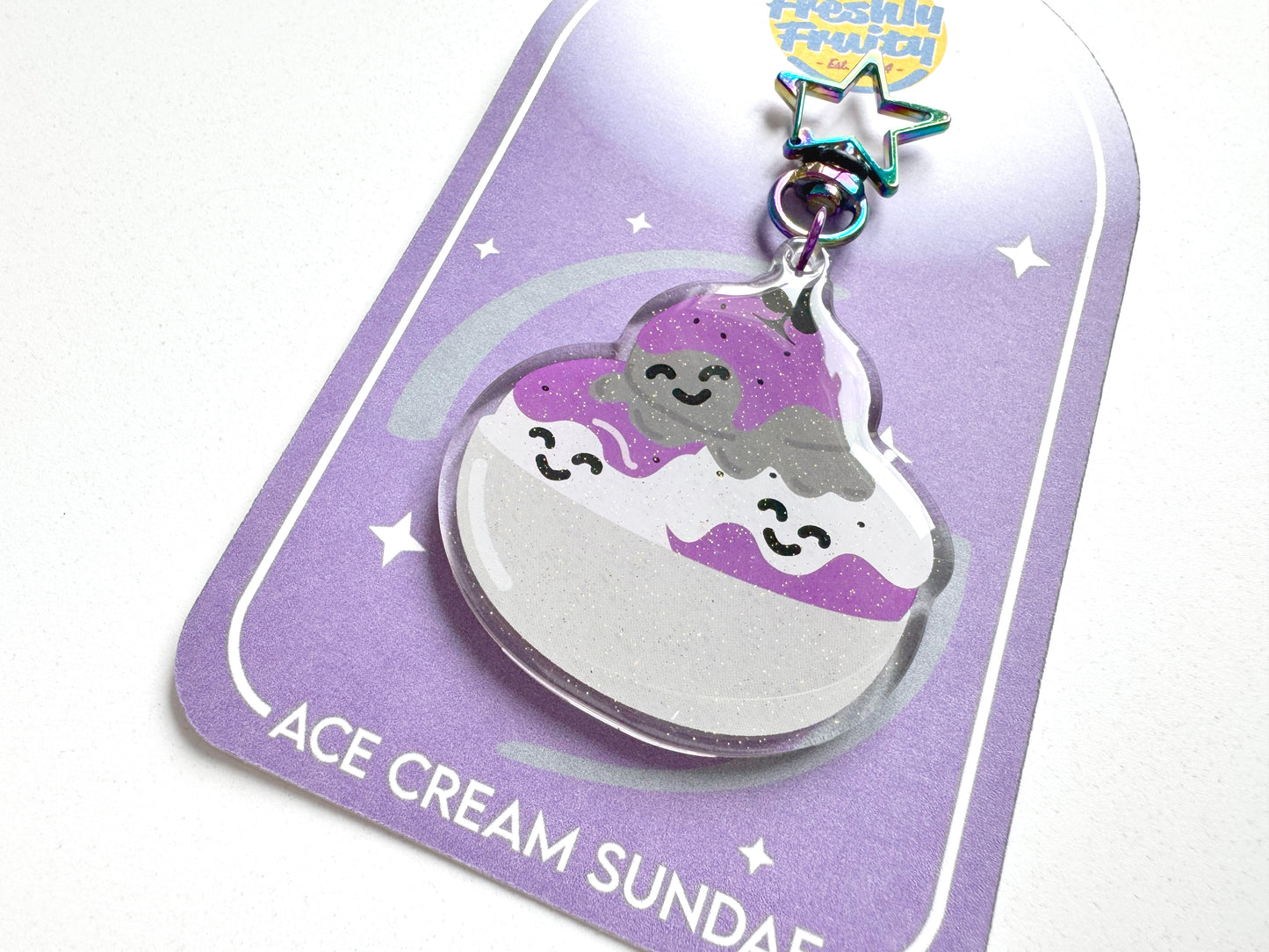 Ace Cream Asexual Glitter Keychain