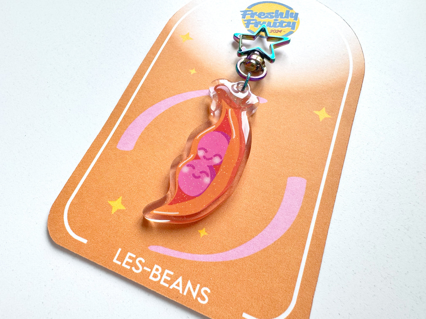 Lesbean Lesbian Pride Glitter Keychain