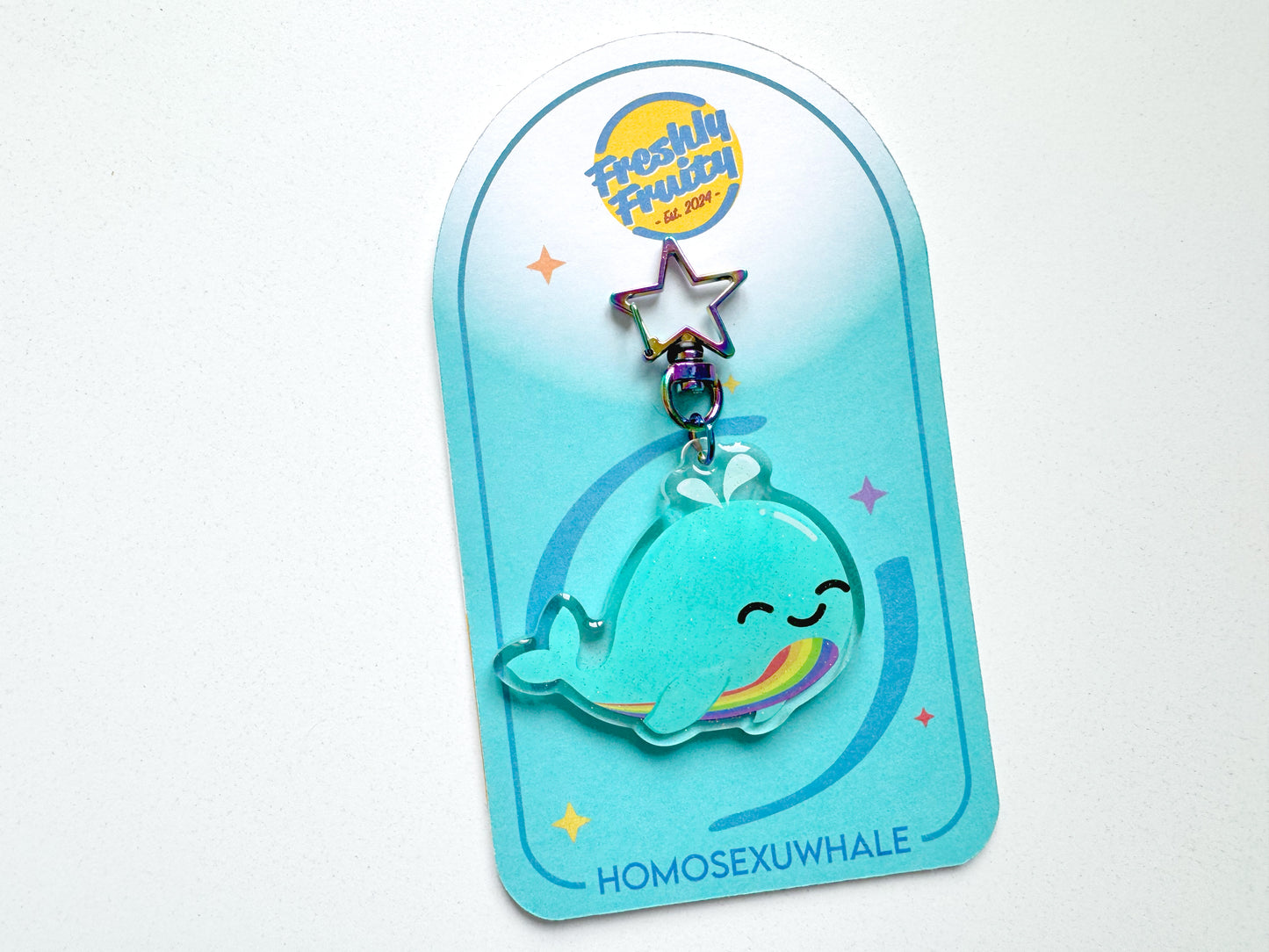 Homosexuwhale Pride Glitter Keychain