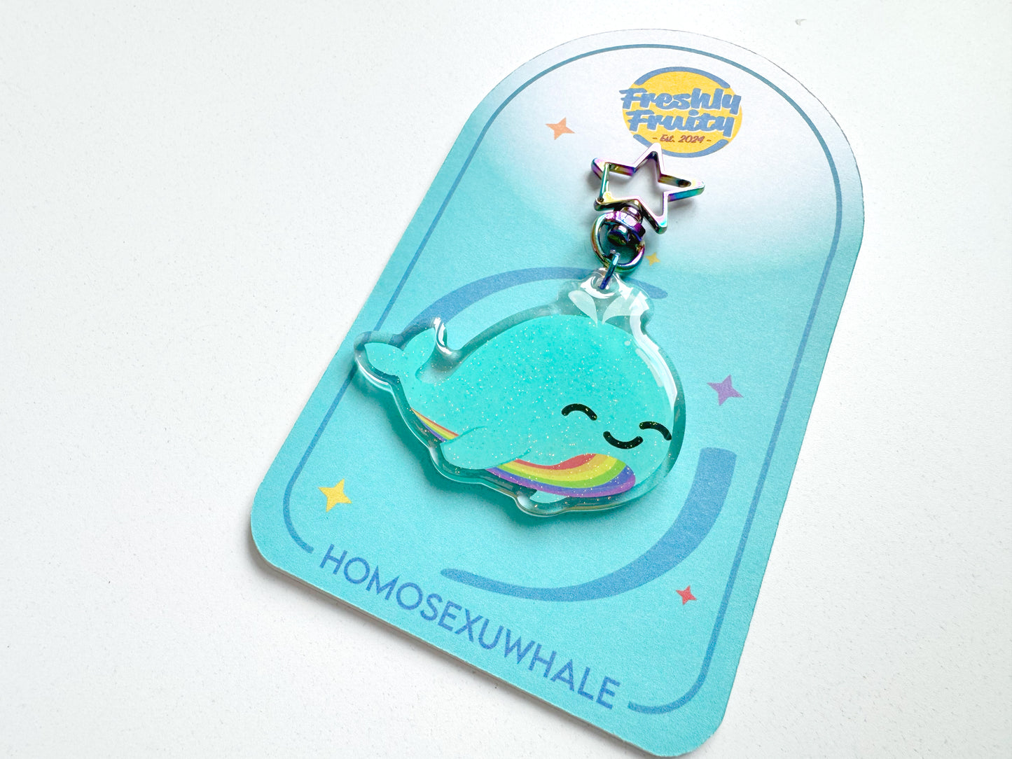 Homosexuwhale Pride Glitter Keychain