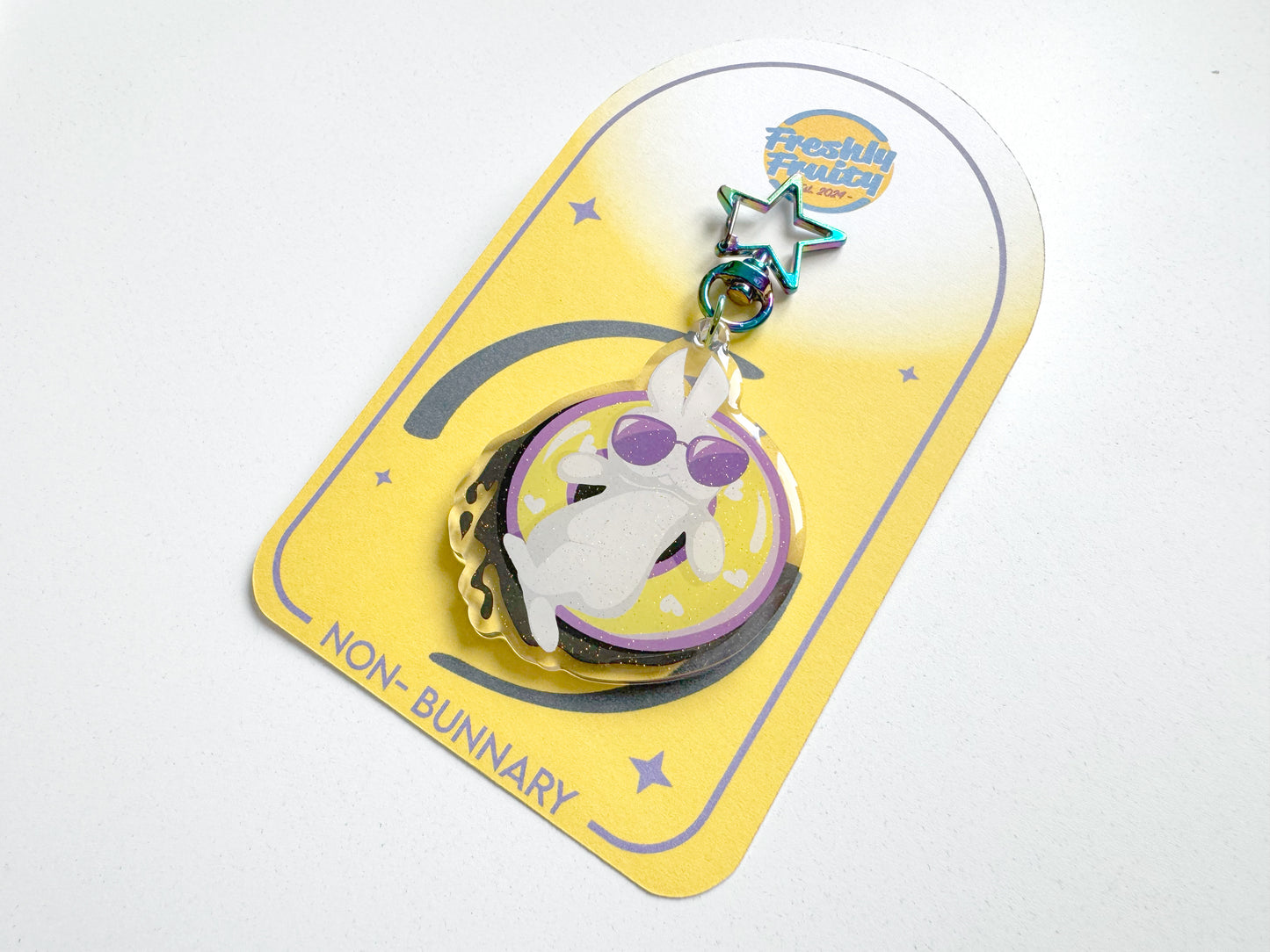 Non- Bunnary Non-Binary Glitter Keychain
